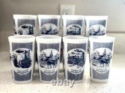 Vintage Hazel Atlas White Milk Glass Summertime Steam Traveler Cups Set Of 12