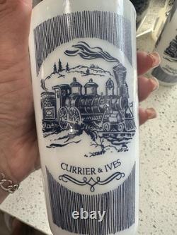 Vintage Hazel Atlas White Milk Glass Summertime Steam Traveler Cups Set Of 12