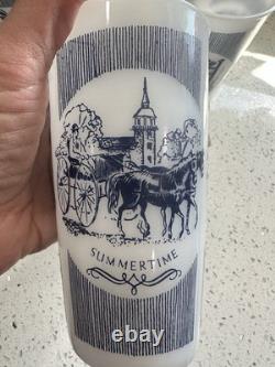 Vintage Hazel Atlas White Milk Glass Summertime Steam Traveler Cups Set Of 12