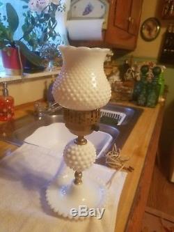 Vintage Hobnail Fenton Milk Glass Lamp