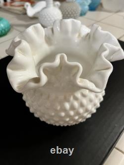 Vintage Hobnail Milk Glass 11-Piece Lot Fenton & Unmarked Estate Find