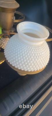 Vintage Hobnail Milk Glass 5-Arm Chandelier Ceiling Light Fixture