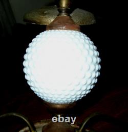 Vintage Hobnail Milk Glass 5 Arm Chandelier Glass Ceiling Light Fixture 20 Dia
