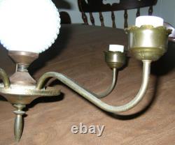 Vintage Hobnail Milk Glass 5 Arm Chandelier Glass Ceiling Light Fixture 20 Dia