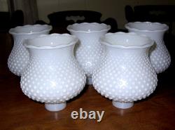 Vintage Hobnail Milk Glass 5 Arm Chandelier Glass Ceiling Light Fixture 20 Dia