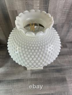 Vintage Hobnail White Milk Glass Hurricane Table Lamp Tested Working