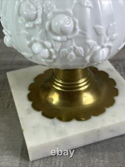 Vintage Hobnail White Milk Glass Hurricane Table Lamp Tested Working