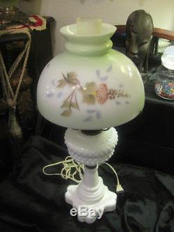 Vintage Hobnail White Milk Glass Lamp, Hurricane Lamp