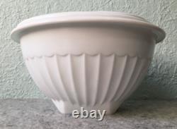 Vintage Hocking Vitrock Bright White Milk Glass Ribbed Mixing Nesting Bowls 3