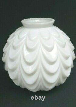 Vintage Hollywood Regency Light Ball Globe Pendant Swag White Milk Glass Lamp