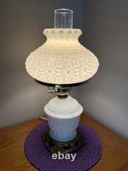 Vintage Hollywood Regency Milk Glass Lamp Parlor Light Hurricane Daisy Medallion Vintage Hollywood Regency Milk Glass Lamp Parlor Light Hurricane Daisy Medallion