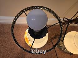 Vintage Hurricane Gone With The Wind Lamps Matching Pair, MCM White Milk Glass