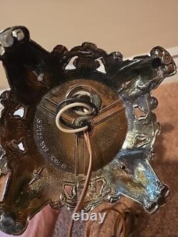 Vintage Hurricane Gone With The Wind Lamps Matching Pair, MCM White Milk Glass