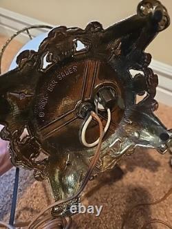 Vintage Hurricane Gone With The Wind Lamps Matching Pair, MCM White Milk Glass