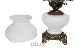 Vintage Hurricane Lamp White Milk Glass Hobnail 16 17 1/2 Tall Rewired