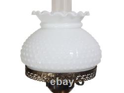 Vintage Hurricane Lamp White Milk Glass Hobnail 16 17 1/2 Tall Rewired
