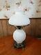 Vintage Hurricane Lamp White Milk Glass Hobnail 20 Tall 3 Way Lighting