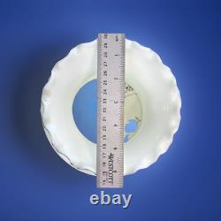 Vintage Hurricane Table Lamp White Milk Glass withBlue Flowers Victorian 19 Tall
