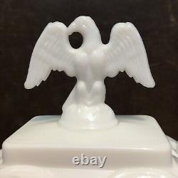 Vintage Imperial Glass Milk White Eagle Finial Covered Dish