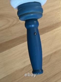 Vintage Imperial Rolling Pin White Milk Glass Blue Painted Wood Handles RARE