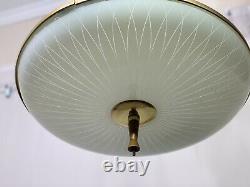 Vintage Imperialite Mid Century Modern Atomic Glass Disc Hanging Light Fixture