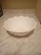 Vintage Indiana Embossed Wild Rose White Milk Glass Scalloped 3 Footed 3x9 Bowl