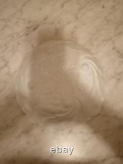 Vintage Indiana Embossed Wild Rose White Milk Glass Scalloped 3 Footed 3x9 Bowl