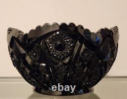 Vintage Indiana Glass Tiara Black Monarch Paneled Daisy 4-Pc Set Halloween