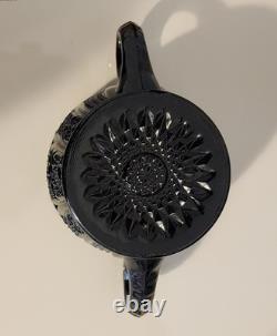 Vintage Indiana Glass Tiara Black Monarch Paneled Daisy 4-Pc Set Halloween