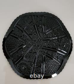 Vintage Indiana Glass Tiara Black Monarch Paneled Daisy 4-Pc Set Halloween