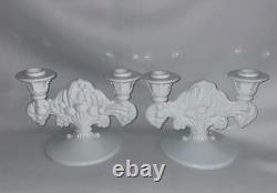 Vintage Indiana Milk Glass Double Light Candle Holder White 5 1/2 Inches High
