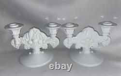 Vintage Indiana Milk Glass Double Light Candle Holder White 5 1/2 Inches High