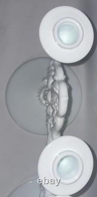 Vintage Indiana Milk Glass Double Light Candle Holder White 5 1/2 Inches High