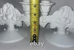 Vintage Indiana Milk Glass Double Light Candle Holder White 5 1/2 Inches High