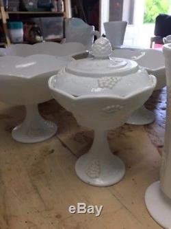 Vintage Indiana Milk Glass Harvest Grape Pattern- 328 piece set. / Local Pick up