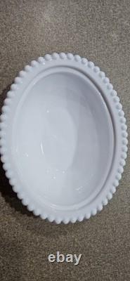 Vintage Indiana White Milk Glass Hen On Nest Candy Dish