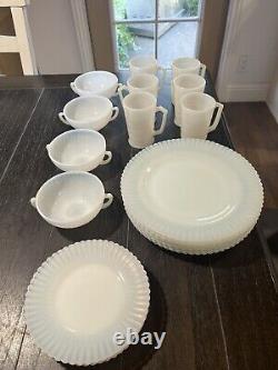 Vintage Iridescent White Milk Glass Dishes