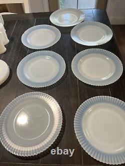 Vintage Iridescent White Milk Glass Dishes