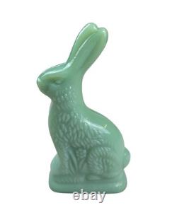 Vintage Jadeite Green Milk Glass Easter Rabbit Bunny Happy Easter Figurine
