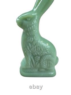 Vintage Jadeite Green Milk Glass Easter Rabbit Bunny Happy Easter Figurine