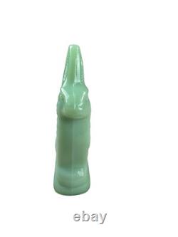 Vintage Jadeite Green Milk Glass Easter Rabbit Bunny Happy Easter Figurine