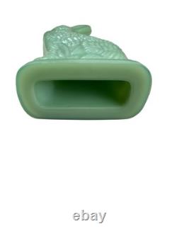 Vintage Jadeite Green Milk Glass Easter Rabbit Bunny Happy Easter Figurine