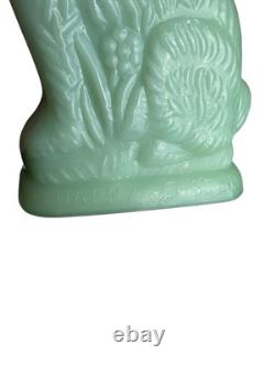 Vintage Jadeite Green Milk Glass Easter Rabbit Bunny Happy Easter Figurine