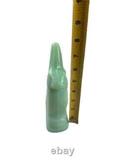 Vintage Jadeite Green Milk Glass Easter Rabbit Bunny Happy Easter Figurine