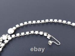 Vintage Juliana Milk Glass White Rhinestone Silver tone Wedding Necklace 15