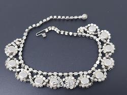 Vintage Juliana Milk Glass White Rhinestone Silver tone Wedding Necklace 15