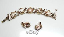 Vintage Juliana White Milk Glass & Aurora Borealis Rhinestones Bracelet/Earrings