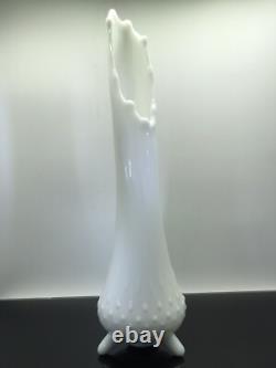 Vintage L. E. Smith-White Milk Glass Swung Vase-Three Toe-13.25 -MCM