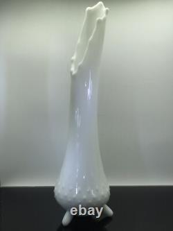 Vintage L. E. Smith-White Milk Glass Swung Vase-Three Toe-13.25 -MCM