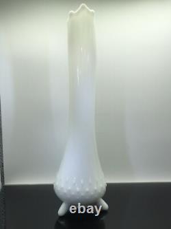 Vintage L. E. Smith-White Milk Glass Swung Vase-Three Toe-13.25 -MCM